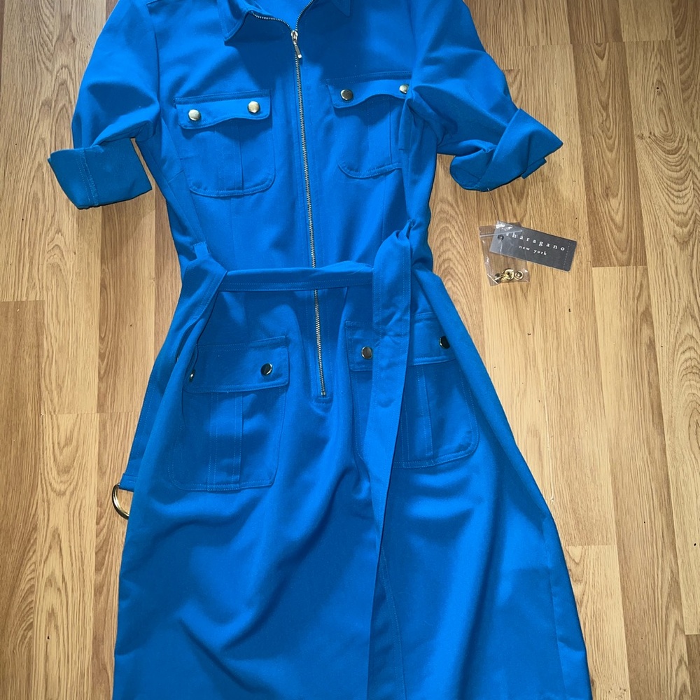 Blue Zip-Front Dress. Nwt Size 6